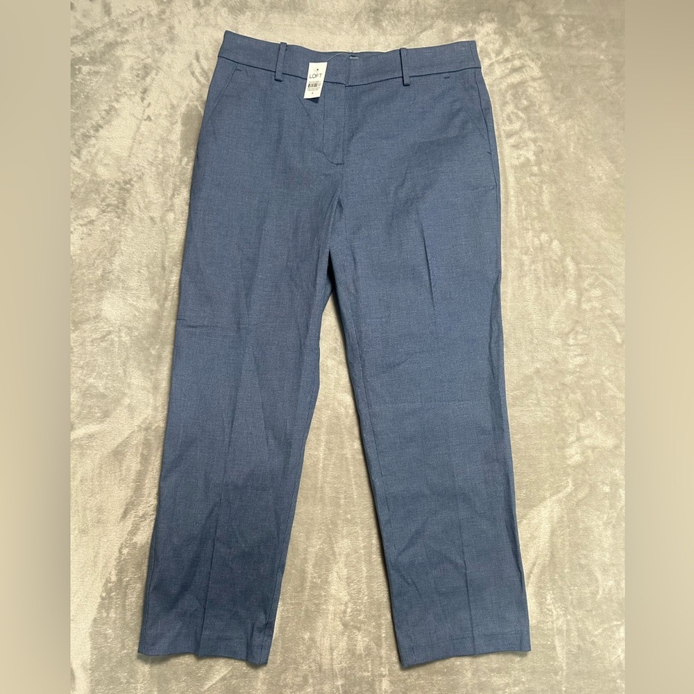 LOFT Navy Straight-Leg Dress Trousers